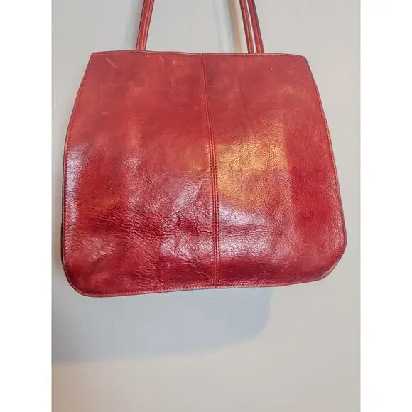 Vintage Y2K Wilsons Leather Pelle Studio Red Italian Leather Tote Shoulder Bag